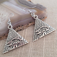 Load image into Gallery viewer, Pyramid Eye of Ra Earrings,  Dangle Drop Earrings, Egyptian Jewelry