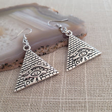 Load image into Gallery viewer, Pyramid Eye of Ra Earrings,  Dangle Drop Earrings, Egyptian Jewelry