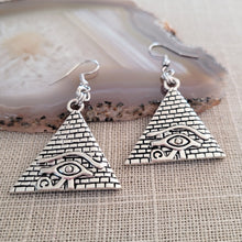Load image into Gallery viewer, Pyramid Eye of Ra Earrings,  Dangle Drop Earrings, Egyptian Jewelry