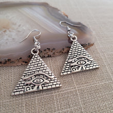 Load image into Gallery viewer, Pyramid Eye of Ra Earrings,  Dangle Drop Earrings, Egyptian Jewelry