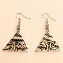 Load image into Gallery viewer, Pyramid Eye of Ra Earrings,  Dangle Drop Earrings, Egyptian Jewelry