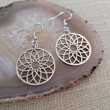 Load image into Gallery viewer, Flower of Life Earrings, Dangle Drop Earrings, Yoga Jewelry