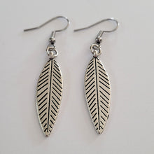 Load image into Gallery viewer, Leaf Earrings,  Silver Dangle Drop Earrings, Plant Mom Jewelry