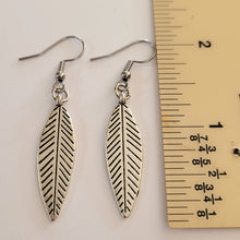 Load image into Gallery viewer, Leaf Earrings,  Silver Dangle Drop Earrings, Plant Mom Jewelry