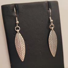 Load image into Gallery viewer, Leaf Earrings,  Silver Dangle Drop Earrings, Plant Mom Jewelry