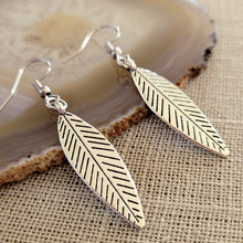 Load image into Gallery viewer, Leaf Earrings,  Silver Dangle Drop Earrings, Plant Mom Jewelry