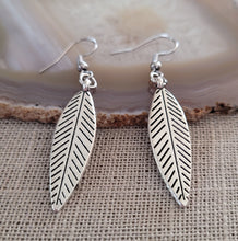 Load image into Gallery viewer, Leaf Earrings,  Silver Dangle Drop Earrings, Plant Mom Jewelry
