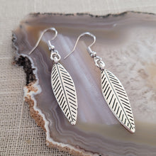 Load image into Gallery viewer, Leaf Earrings,  Silver Dangle Drop Earrings, Plant Mom Jewelry