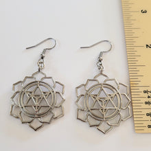 Load image into Gallery viewer, Merkaba Earrings,  Silver Dangle Drop Earrings