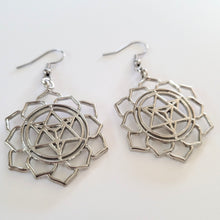 Load image into Gallery viewer, Merkaba Earrings,  Silver Dangle Drop Earrings