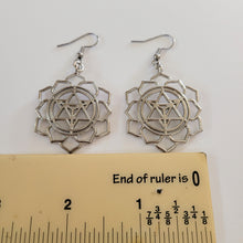 Load image into Gallery viewer, Merkaba Earrings,  Silver Dangle Drop Earrings
