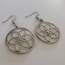 Load image into Gallery viewer, Seed of Life Earrings,  Silver Dangle Drop Jewelry
