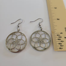Load image into Gallery viewer, Seed of Life Earrings,  Silver Dangle Drop Jewelry