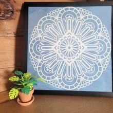 Load image into Gallery viewer, Blue and White Mandala Framed 12x12 Wall Art Home Decor