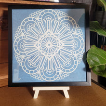 Load image into Gallery viewer, Blue and White Mandala Framed 12x12 Wall Art Home Decor