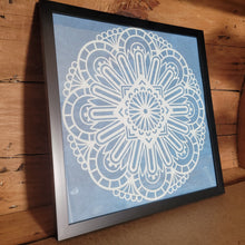 Load image into Gallery viewer, Blue and White Mandala Framed 12x12 Wall Art Home Decor