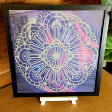 Load image into Gallery viewer, Gray and Blue Mandala Framed 12x12 Wall Art Home Decor