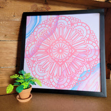 Load image into Gallery viewer, Pink Watercolor Mandala Framed 12x12 Wall Art Home Decor