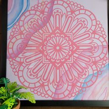 Load image into Gallery viewer, Pink Watercolor Mandala Framed 12x12 Wall Art Home Decor