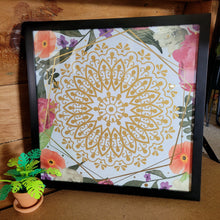Load image into Gallery viewer, Gold Floral Mandala Framed 12x12 Wall Art Home Decor