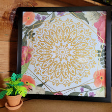 Load image into Gallery viewer, Gold Floral Mandala Framed 12x12 Wall Art Home Decor