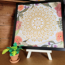 Load image into Gallery viewer, Gold Floral Mandala Framed 12x12 Wall Art Home Decor