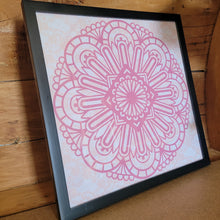 Load image into Gallery viewer, Pink Floral Mandala Framed 12x12 Wall Art Home Decor