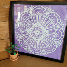 Load image into Gallery viewer, Purple and White Mandala Framed 12x12 Wall Art Home Decor