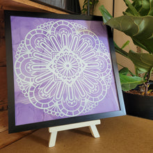 Load image into Gallery viewer, Purple and White Mandala Framed 12x12 Wall Art Home Decor