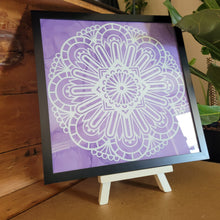 Load image into Gallery viewer, Purple and White Mandala Framed 12x12 Wall Art Home Decor