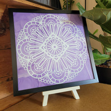 Load image into Gallery viewer, Purple and White Mandala Framed 12x12 Wall Art Home Decor