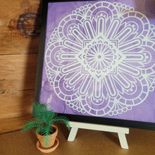 Load image into Gallery viewer, Purple and White Mandala Framed 12x12 Wall Art Home Decor