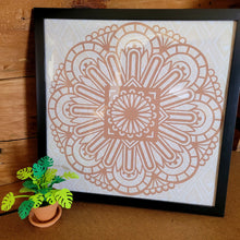 Load image into Gallery viewer, Brown Floral Mandala Framed 12x12 Wall Art Home Decor