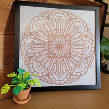 Load image into Gallery viewer, Brown Floral Mandala Framed 12x12 Wall Art Home Decor