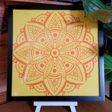 Load image into Gallery viewer, Yellow and Orange Mandala Framed 12x12 Wall Art Home Decor