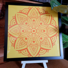 Load image into Gallery viewer, Yellow and Orange Mandala Framed 12x12 Wall Art Home Decor