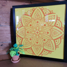 Load image into Gallery viewer, Yellow and Orange Mandala Framed 12x12 Wall Art Home Decor