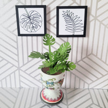 Load image into Gallery viewer, Monstera Paper Plant, 3 Inch Miniature Vintage Egg Cup Planter
