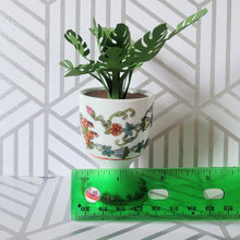 Load image into Gallery viewer, Monstera Paper Plant, 3 Inch Miniature Vintage Egg Cup Planter