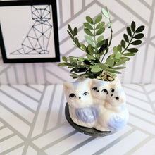Load image into Gallery viewer, ZZ Plant, 3 inch Miniature Paper Plant in Vintage Cat Planter