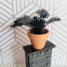 Load image into Gallery viewer, Black Monstera Plant, 3 inch Miniature Paper Plant, Dollhouse Zen Garden Mini