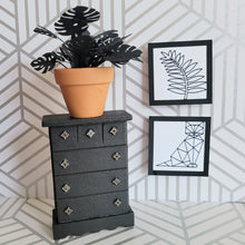 Load image into Gallery viewer, Black Monstera Plant, 3 inch Miniature Paper Plant, Dollhouse Zen Garden Mini