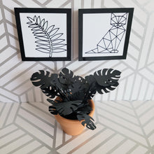 Load image into Gallery viewer, Black Monstera Plant, 3 inch Miniature Paper Plant, Dollhouse Zen Garden Mini