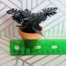 Load image into Gallery viewer, Black Monstera Plant, 3 inch Miniature Paper Plant, Dollhouse Zen Garden Mini