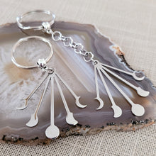 Load image into Gallery viewer, Phases of The Moon Keychain, Purse or Backpack Charm, Zipper Pull