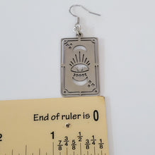 Load image into Gallery viewer, Tarot Card Earrings,  Dangle Drop Earrings, Machine Cut Stainless Steel Charms