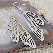 Load image into Gallery viewer, Butterfly Wing Earrings, Dangle Drop Earrings, Stainless Steel Machine Cut Charms