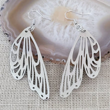 Load image into Gallery viewer, Butterfly Wing Earrings, Dangle Drop Earrings, Stainless Steel Machine Cut Charms