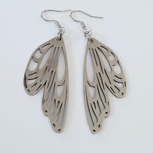 Load image into Gallery viewer, Butterfly Wing Earrings, Dangle Drop Earrings, Stainless Steel Machine Cut Charms