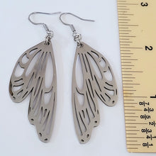 Load image into Gallery viewer, Butterfly Wing Earrings, Dangle Drop Earrings, Stainless Steel Machine Cut Charms